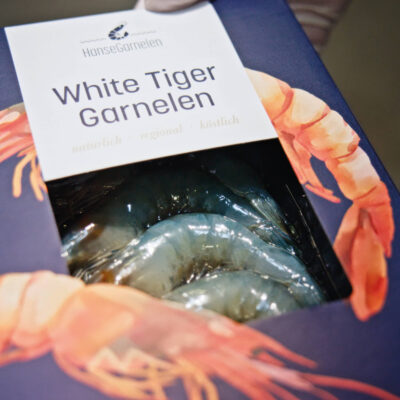 Garnelen vakuumiert in Verpackung